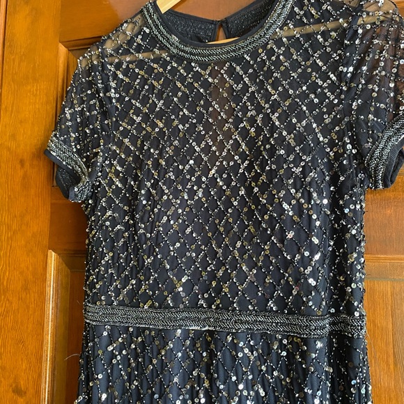 Adrianna Papell Women's Short-Sleeve Grid Beaded Gown - Picture 14 of 16